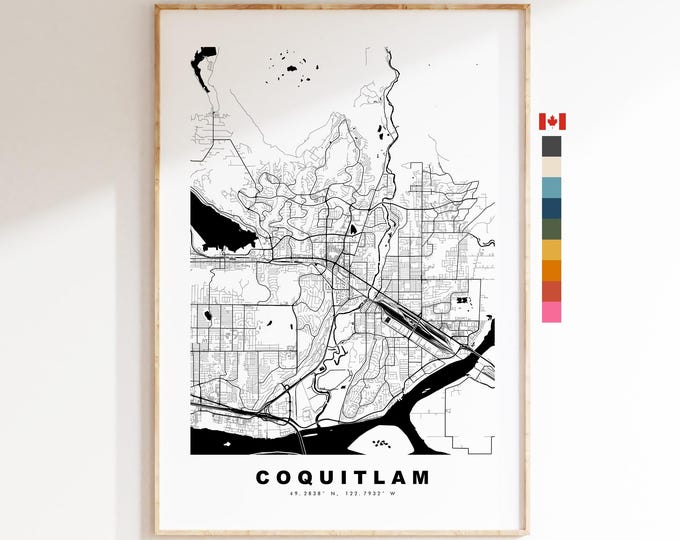Coquitlam Map Print - City Map Poster - Map Art - Map Wall Art - Canada City Maps - Coquitlam Print - Coquitlam Poster - Minimalist City Map