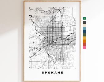 Spokane Map Print - City Map Poster - Map Art - USA City Maps - Spokane Print - Spokane Poster - Minimalist City Map - Washington