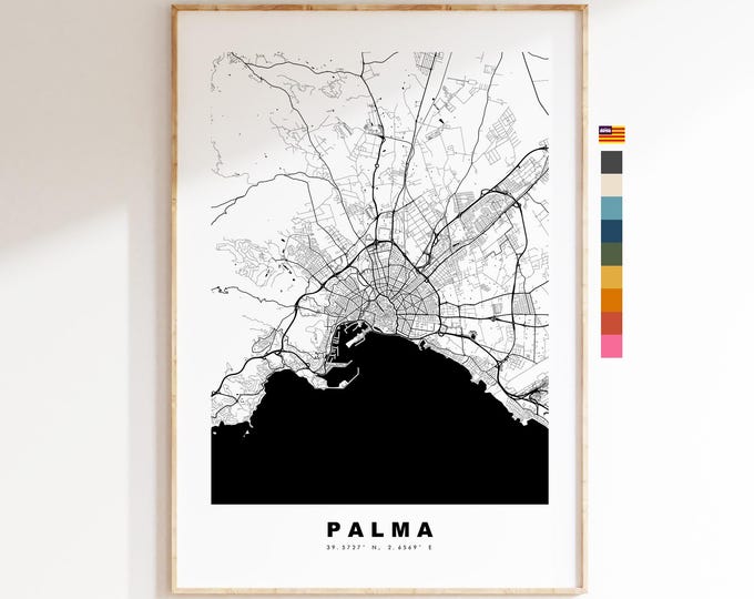 Palma Map Print - City Map Poster - Map Art - Map Wall Art - Spain City Maps - Print - Palma - Mallorca  - Minimalist City Map