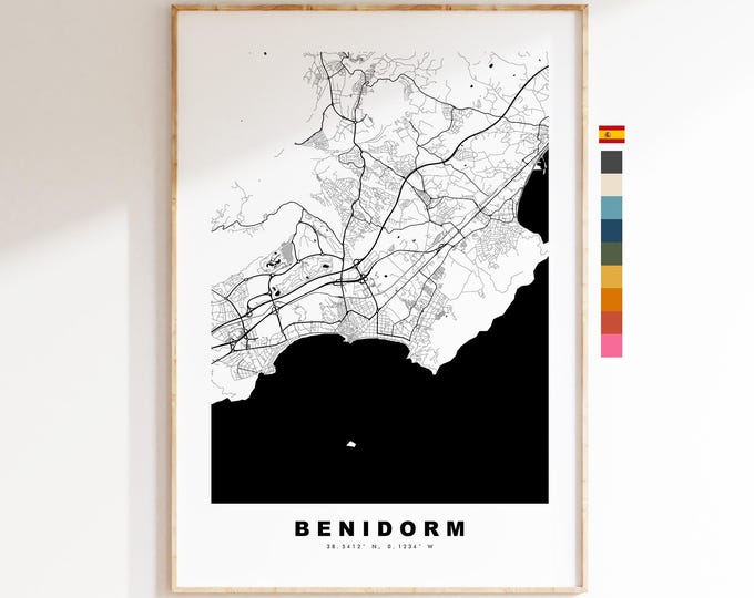 Benidorm Map Print - City Map Poster - Map Art - Map Wall Art - Spain City Maps - Benidorm Print - Benidorm Poster - Minimalist City Map