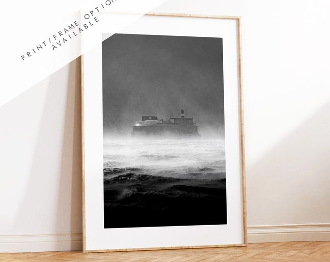 Spitbank Fort - Photography Print - Portsmouth and Southsea Prints - Wall Art -  Frame and Canvas Options - Portrait - BW