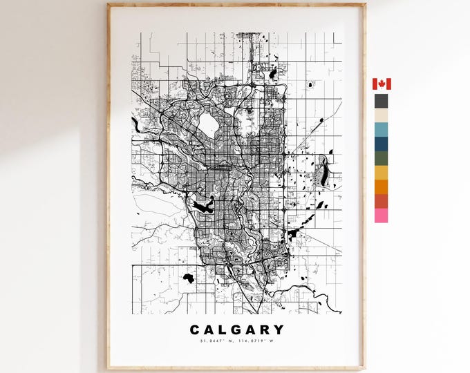 Calgary Map Print - City Map Poster - Map Art - Map Wall Art - Canada City Maps - Calgary Print - Calgary Poster - Minimalist City Map