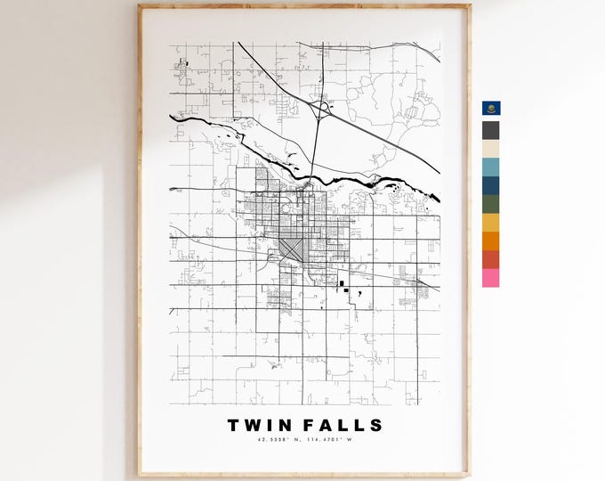 Twin Falls Map Print - City Map Poster - Map Art - USA City Maps - Twin Falls Print - Twin Falls Poster - Minimalist City Map - Idaho