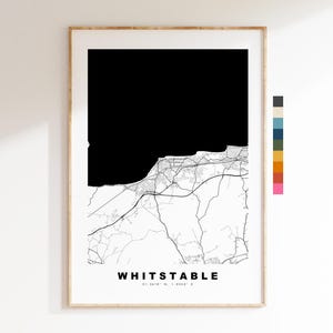 Impresión del mapa de Whitstable - Póster minimalista de mapa urbano - Arte cartográfico - Reino Unido - Impresión de Whitstable - Whitstable, Kent - Diferentes colores disponibles