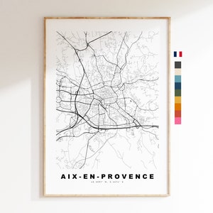Aix en Provence Map Print - City Map Poster - Map Wall Art - France City Maps - Minimalist City Map - Aix en Provence, France