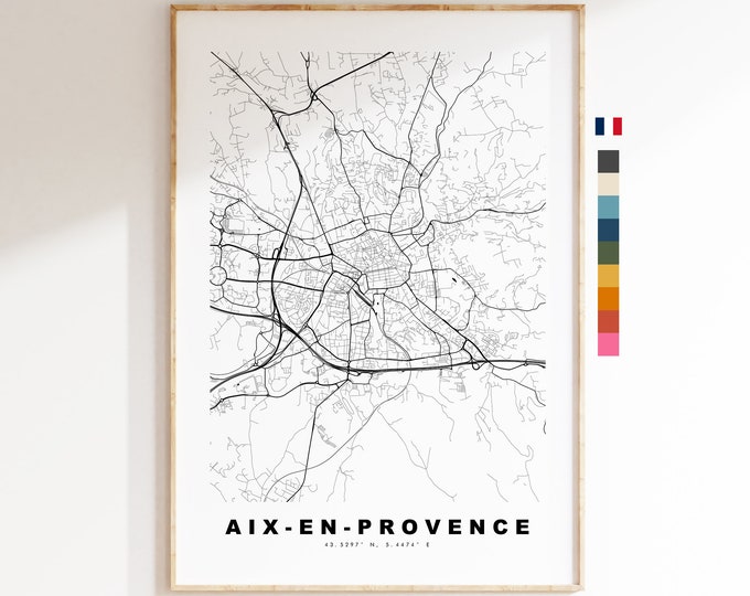 Aix en Provence Map Print - City Map Poster - Map Wall Art - France City Maps - Minimalist City Map - Aix en Provence, France