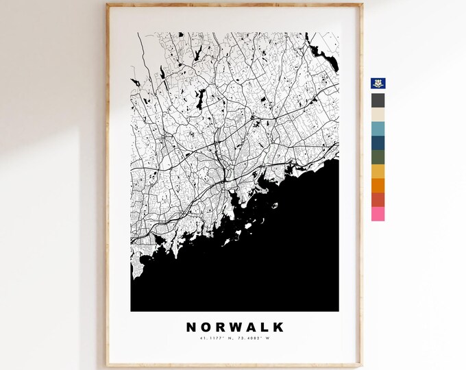 Norwalk Map Print - City Map Poster - Map Art - USA City Maps - Norwalk Print - Norwalk Poster - Minimalist City Map - Connecticut