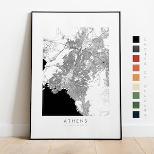 Athen Karte Print - Stadtplan Poster - Kartenkunst - Landkarte Wandkunst - Griechenland Stadtplan - Athen Print - Athen Poster - Wandkunst - Landkarte - Europa