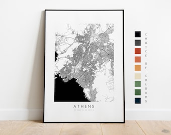 Athens Map Print - City Map Poster - Map Art - Map Wall Art - Greece City Map - Athens Print - Athens Poster - Wall Art - Map - Europe