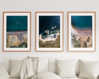 Isle of Wight Photography Print Set - Coastal Photography Print Set - Coastal Wall Art - Coastal Home Decor - Neutral - Minimalist - Ruggec