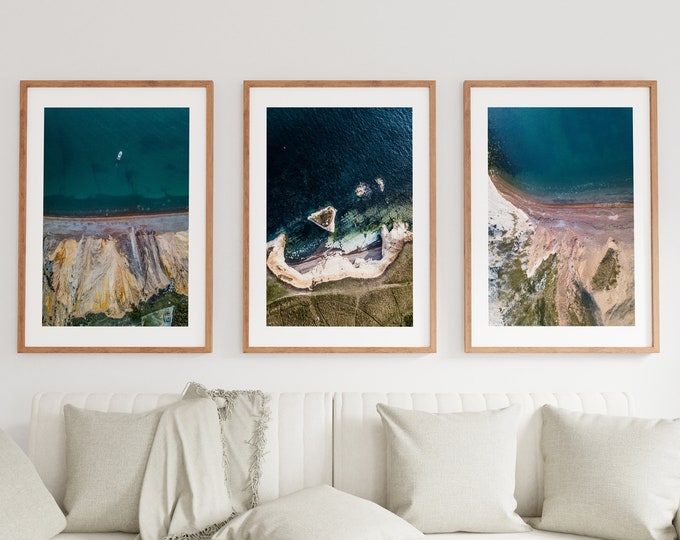 Isle of Wight Photography Print Set - Coastal Photography Print Set - Coastal Wall Art - Coastal Home Decor - Neutral - Minimalist - Ruggec