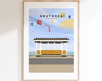 Southsea Kite Festival Travel Poster - Wall Art Print - Southsea and Portsmouth Travel Posters - Minimalist  - Prints or Framed Prints