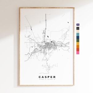 Casper Carte de la ville Imprimer - impression de carte - art de la carte - estampes ou impressions encadrées - États-Unis
