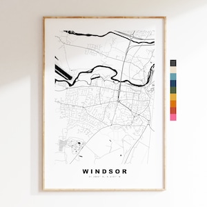 Impresión de mapa de Windsor - Póster de mapa de ciudad minimalista - Arte de mapas - Reino Unido - Impresión de Windsor - Póster de Windsor - Diferentes colores disponibles