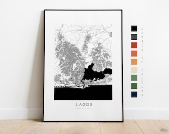 Lagos Map Print - City Map Poster - Map Art - Map Wall Art - Nigeria City Map - Lagos Print - Lagos Poster - Wall Art - Africa - Minimalist