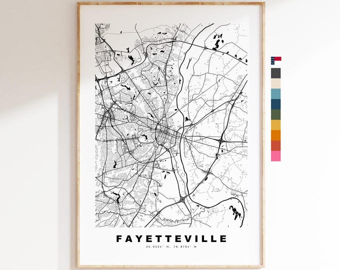 Fayetteville Map Print - City Map Poster - Map Art - USA City Maps - Fayetteville Print - Poster - Minimalist City Map - North Carolina