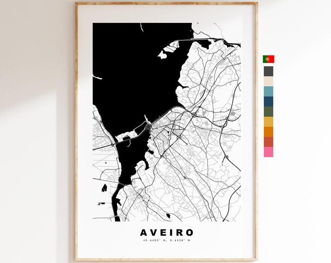 Aveiro Map Print - City Map Poster - Map Art - Map Wall Art - Portugal City Maps - Aveiro Print - Aveiro Poster - Minimalist City Map
