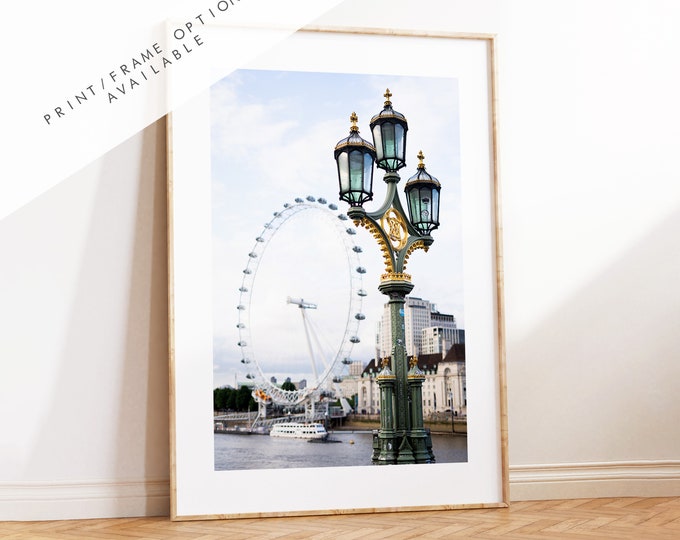 London Eye - London Photography Print - Fine Art Photography - London Print - Poster - Wall Art - UK - Minimalist - Modern - Streetlamp