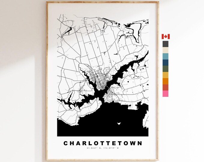 Charlottetown Map Print - City Map Poster - Map Art - Map Wall Art - Canada City Maps - Charlottetown Print - Poster - Minimalist City Map