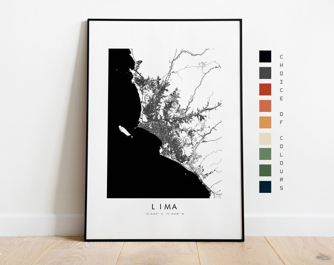 Lima Map Print - City Map Poster - Map Art - Map Wall Art - Peru City Map - Lima Print - Lima Print - South America - Peru Wall Art - Lima