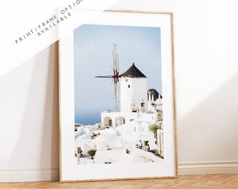 Santorini Print - Greece - Print - Poster - Santorini Photography - Greece Wall Art - Santorini Photography Print - Portrait - Windmill