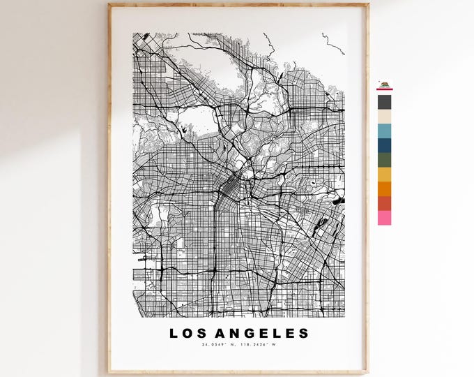 Los Angeles Map Print - City Map Poster - Map Art - USA City Maps - Los Angeles Print - LA Poster - Minimalist City Map - California