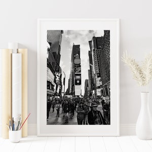 Time Square Black and White Minimalist Print  - Fine Art Photography Print - New York Photography - Manhattan - Vintage Style - Retro