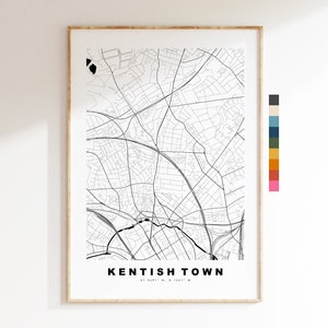 Impresión de mapa de la ciudad de Kentish - Póster de mapa de ciudad minimalista - Arte de mapas - Londres, Reino Unido - Impresión de la ciudad de Kentish - Póster - Diferentes colores disponibles