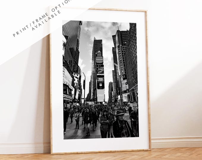 Time Square Black and White Minimalist Print  - Fine Art Photography Print - New York Photography - Manhattan - Vintage Style - Retro