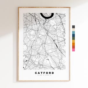 Catford Map Print - Minimalist City Map Poster - Map Art - UK - Catford Print - Catford, London - Different Colours Available