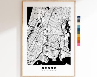 Bronx Map Print - City Map Poster - Map Art - USA City Maps - Bronx Print - Bronx Poster - Minimalist City Map - New York