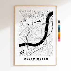 Westminster Map Print - Minimalist City Map Poster - Map Art - London, UK - Westminster Print - Poster - Different Colours Available