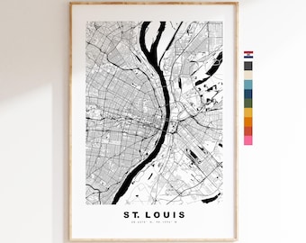 St Louis Map Print - City Map Poster - Map Art - USA City Maps - St Louis Print - St Louis Poster - Minimalist City Map - Missouri