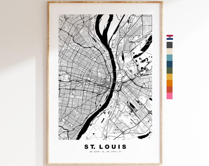 St Louis Map Print - City Map Poster - Map Art - USA City Maps - St Louis Print - St Louis Poster - Minimalist City Map - Missouri