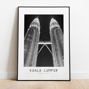 Kuala Lumpur City Poster Print - Black and White Minimalist City Print - Coordinates - Kuala Lumpur Poster - Kuala Lumpur Art Print - Gift