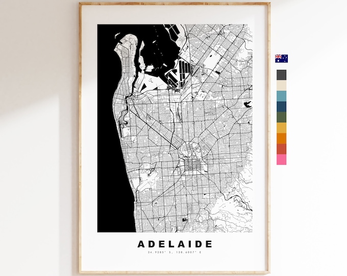 Adelaide Map Print - City Map Poster - Map Wall Art - Australia City Maps - Adelaide Print - Adelaide Poster - Minimalist City Map