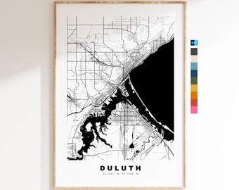 Duluth Map Print - City Map Poster - Map Art - USA City Maps - Duluth Print - Duluth Poster - Minimalist City Map - Minnesota