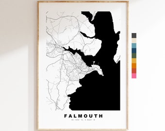 Falmouth Map Print - City Map Poster - Map Art - Map Wall Art - UK City Map - Falmouth Print - Poster - Wall Art - Map Poster