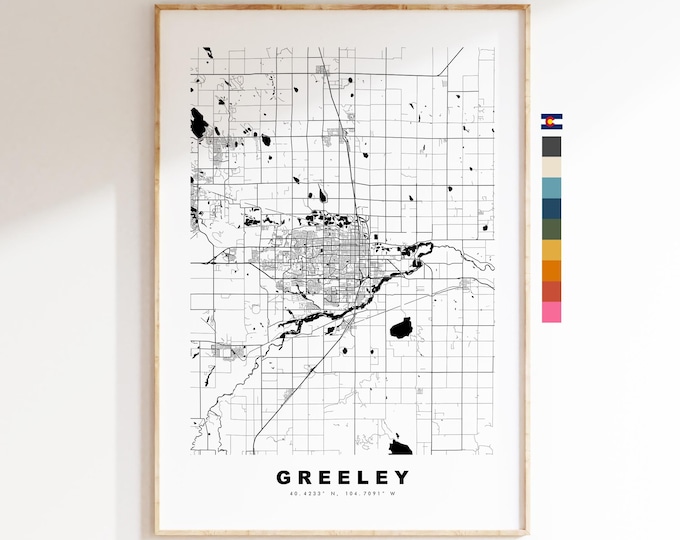 Greeley Map Print - City Map Poster - Map Art - USA City Maps - Greeley Print - Greeley Poster - Minimalist City Map - Colorado