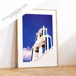 Santorini Kirche Fotografie Druck - Griechenland - Print - Poster - Santorini Fotografie - Griechenland Wand Kunst - Blauer Wand Kunst Druck - Portrait
