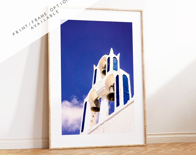 Santorini Church Photography Print - Greece - Print - Poster - Santorini Photography - Greece Wall Art - Blue Wall Art Print - Portrait