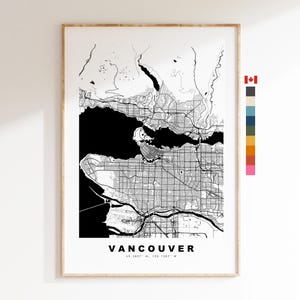 Vancouver Impressão de mapa da cidade - impressão de mapa - arte de mapa - impressões ou impressões emolduradas - Canada