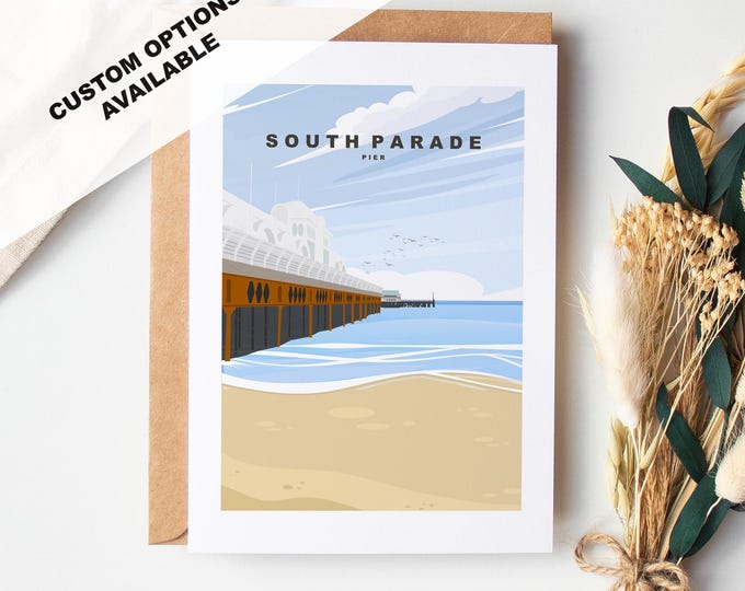 South Parade Pier Greeting Card - Portsmouth and Southsea Cards (Travel Designs) - Blank Inside or Include Message - Envelope Included