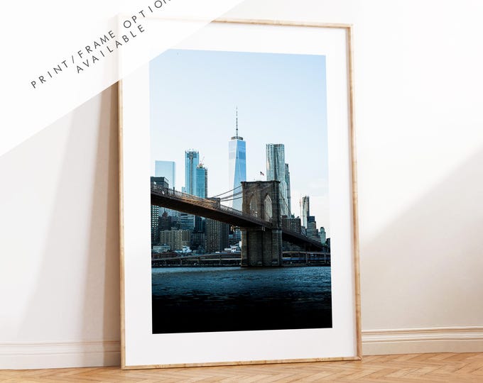 New York Skyline Print - New York Skyline - Manhattan Skyline - New York Print - Poster - Artwork - World Trade Centre - Brooklyn Bridge