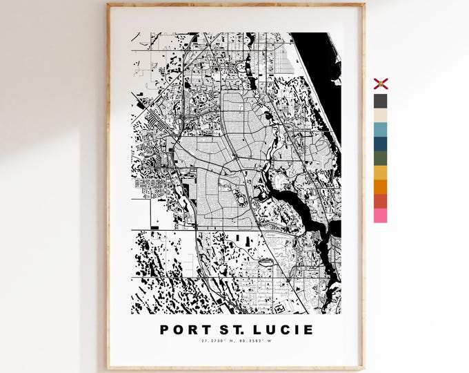 Port St Lucie Map Print - City Map Poster - Map Art - USA City Maps - Port St Lucie Print - Poster - Minimalist City Map - Florida