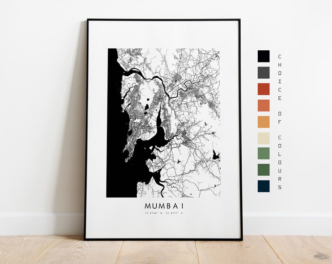 Mumbai Map Print - City Map Poster - Map Art - Map Wall Art - India City Map - Mumbai Print - Mumbai Poster - Wall Art - Map - Asias