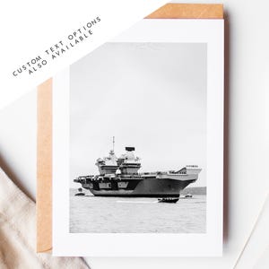 Tarjeta de felicitación del HMS Queen Elizabeth - Tarjetas de felicitación con fotografía de Portsmouth y Southsea - Sobre incluido - Cumpleaños - Día del padre