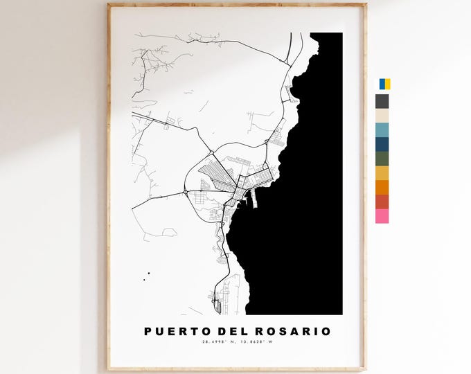 Puerto del Rosario Map Print - City Map Poster - Map Art - Map Wall Art - Spain City Maps - Print - Fuerteventura - Minimalist City Map