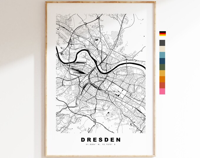 Dresden Map Print - City Map Poster - Map Wall Art - Germany City Maps - Dresden Print - Dresden Poster - Minimalist City Map - Germany