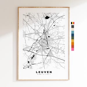 Louvain Carte de la ville Imprimer - impression de carte - art de la carte - estampes ou impressions encadrées - minimaliste - Belgique